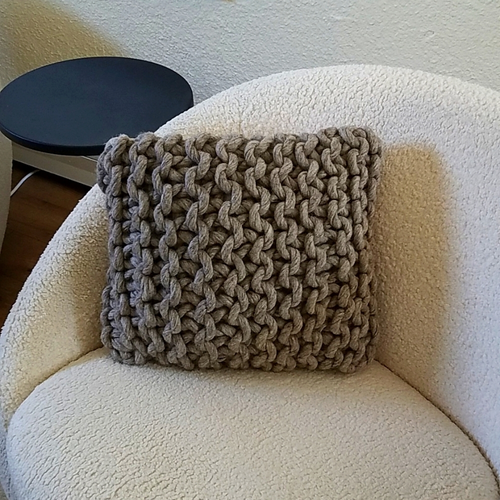 Chunky knit wool top pillow cover